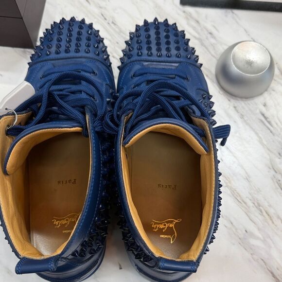 Christian Louboutin Blue Spiked Athletic Shoes - Picture 7 of 9